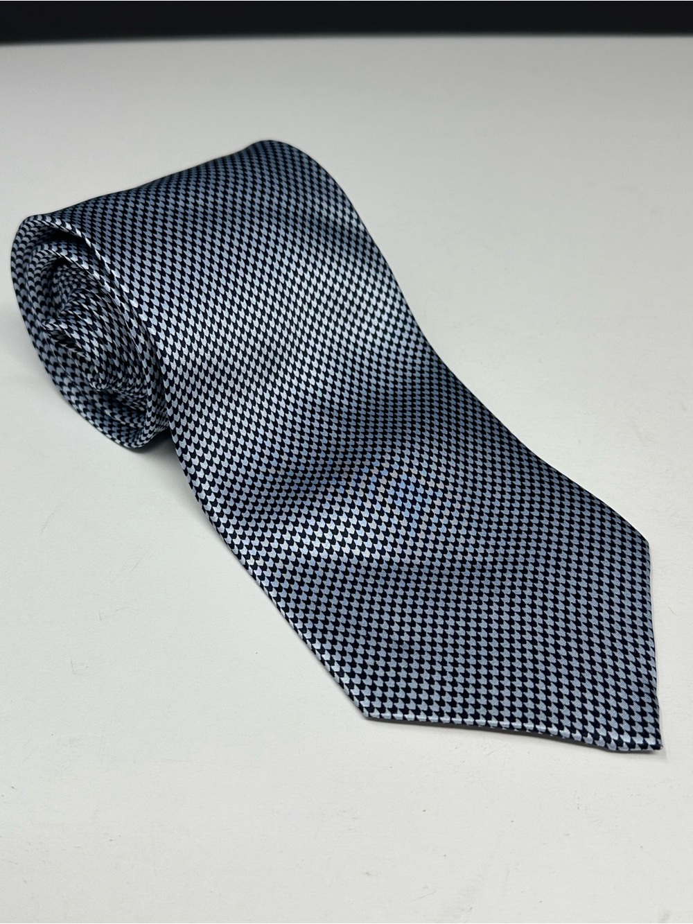 Marco Stefano Men's Tie Blue Chevron 100% Silk Geometric Print Necktie T1